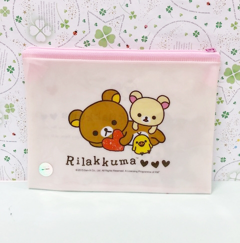 【震撼精品百貨】Rilakkuma San-X 拉拉熊懶懶熊~拉拉熊單層拉鍊收納包-愛心#19340 product thumbnail 4