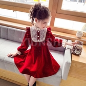 女童连衣裙秋冬新款超洋气儿童公主裙韩版小女孩红色丝绒裙子