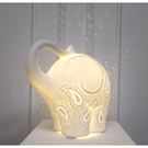白色透光陶瓷大象造型桌燈-療癒系