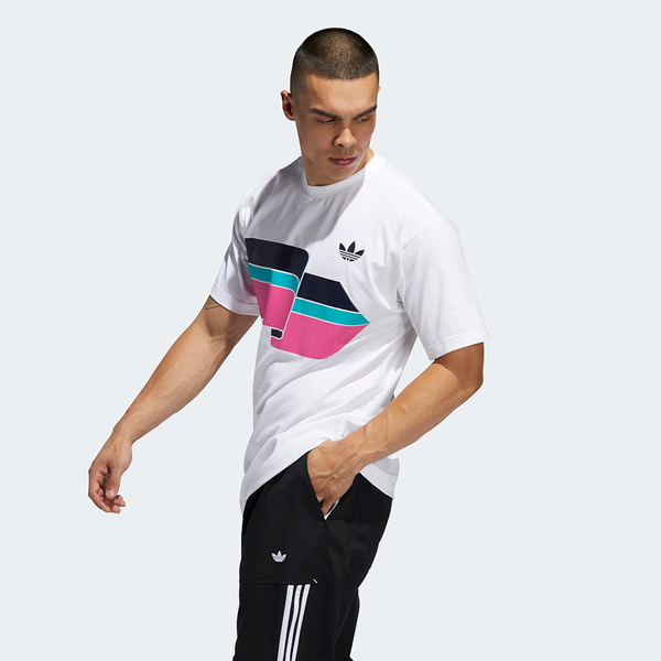 ADIDAS RIPPLE T-SHIRT 男裝 短袖 休閒 舒適 三葉草 棉質 三色彩帶圖形 白【運動世界】FM1531 product thumbnail 3