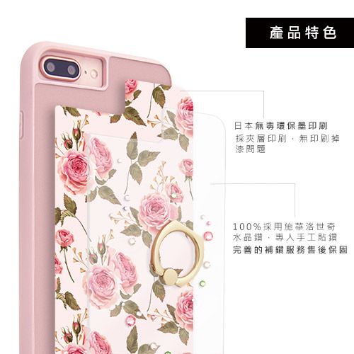 apbs iPhone8 Plus / 7 Plus / 6s Plus 5.5吋施華彩鑽減震指環扣手機殼-玫瑰 product thumbnail 6