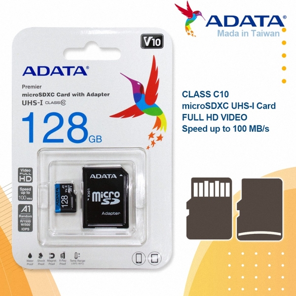 【三張】ADATA microSDHC 128GB記憶卡(C10&100MB/s附轉卡)OTR-023-3