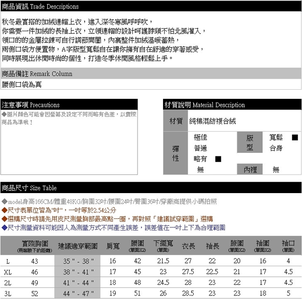 帽T--秋冬溫暖加厚加絨拉鍊立領斜插口袋連帽長袖上衣(黑.紅L-3L)-X602眼圈熊中大尺碼 product thumbnail 11