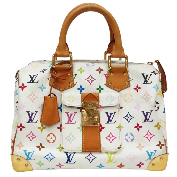 【二手名牌BRAND OFF】LOUIS VUITTON LV 路易威登 白色 PVC塗層帆布 村上隆聯名 Speedy 30 手提包 M92643