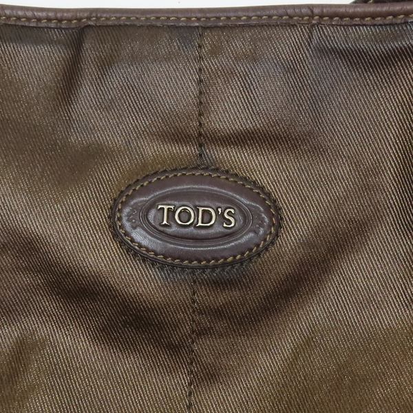 【二手名牌BRAND OFF】TOD S 托德斯 棕色 PVC塗層帆布 G-Line Bag 兩用包 金扣 product thumbnail 7