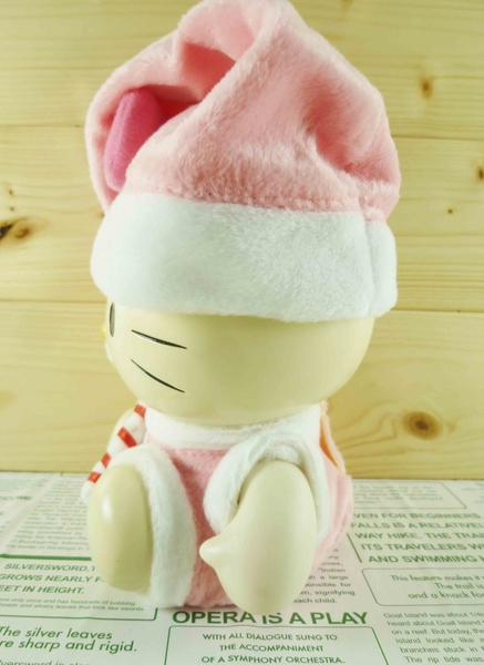 【震撼精品百貨】Hello Kitty 凱蒂貓~塑膠造型存錢筒-聖誕拐杖~粉 product thumbnail 4