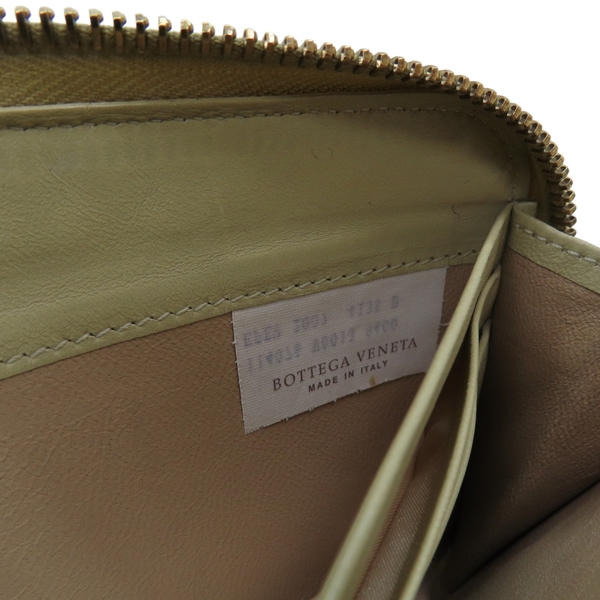 【二手名牌BRAND OFF】BOTTEGA VENETA BV 寶緹嘉 綠色 皮革 編織 拉鍊長夾 金扣 product thumbnail 7