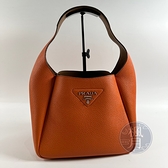 BRAND楓月 PRADA 1BC127 橘Leather handbag 普拉達 手提包 搭配