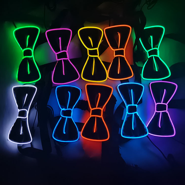 LED髮光領結酒吧夜場蹦迪舞會派對氛圍裝飾領帶正韓英倫條紋滌絲