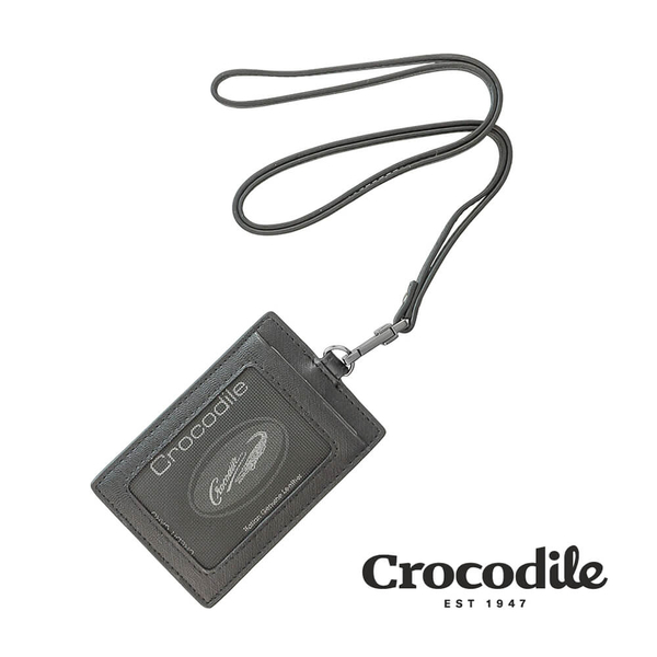 【Crocodile 鱷魚皮件】新品-維也納Wien系列 直式識別證 ID 名片卡片夾-黑色 0103-10406