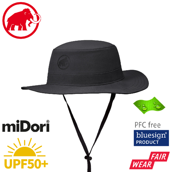 【MAMMUT 長毛象 Runbold Hat 輕量透氣漁夫帽《幻影黑》】1191-04613/休閒帽/防曬帽/遮陽帽