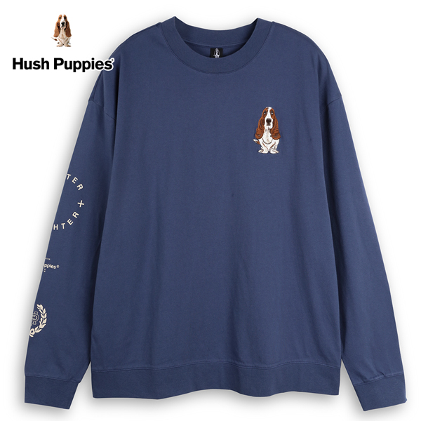 Hush Puppies T恤 男裝袖片印花圖騰棉質長袖T恤