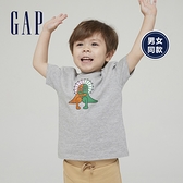 Gap幼童裝 Gap x Ken Lo藝術家聯名系列純棉短袖T恤 男女同款 854744-淺麻灰