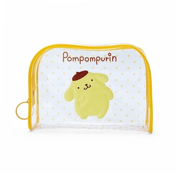 【震撼精品百貨】Pom Pom Purin 布丁狗~日本三麗鷗SANRIO 布丁狗方形透明化妝包(黃點點款)*93308