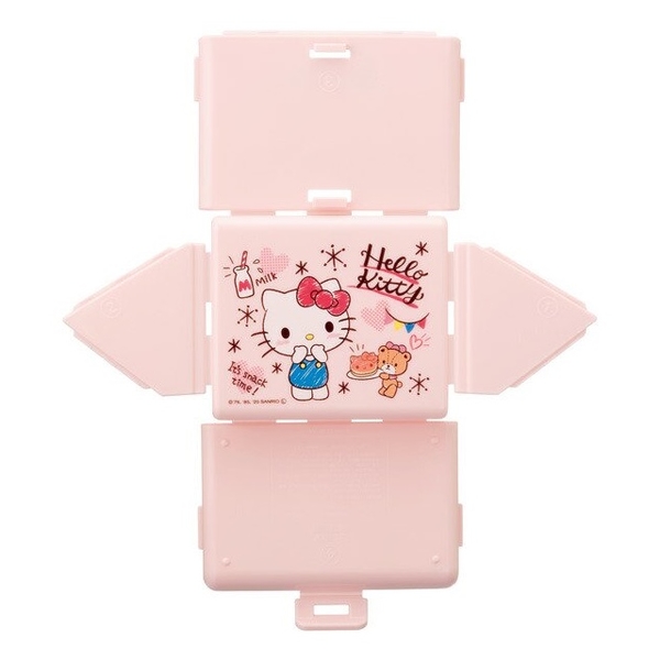 小禮堂 Hello Kitty 折疊式三角飯糰收納盒 (粉鬆餅) 4973307-520631 product thumbnail 3