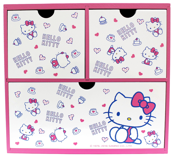 【震撼精品百貨】Hello Kitty 凱蒂貓~HELLO KITTY多多積木三抽收納盒 product thumbnail 2