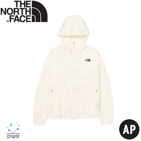 【The North Face 女 四彈抗UV防潑外套 AP《沙丘白》】7WCP/登山/抗UV/連帽/防風外套