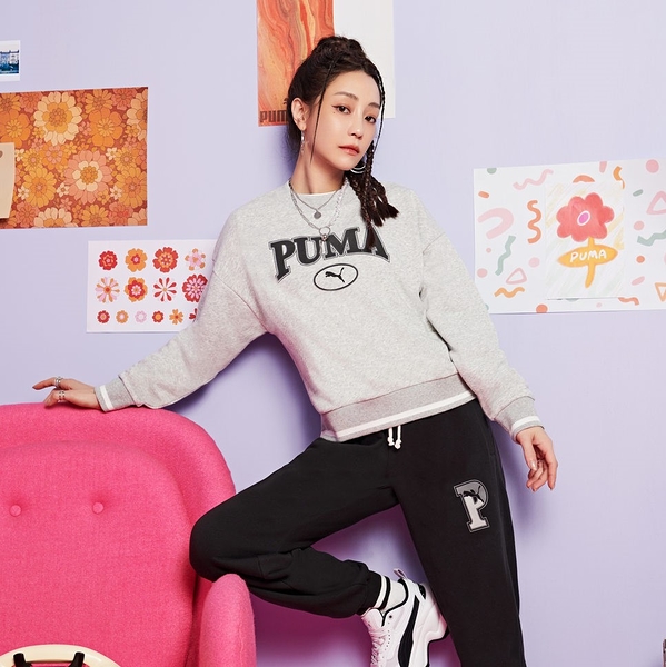 PUMA 大學T 基本系列 SQUAD 灰色 LOGO 謝欣穎 圓領衫 女 62359704