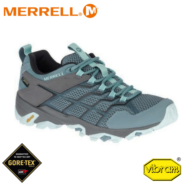 【MERRELL 美國 女 Moab Fst 2 Gore-Tex 低筒登山鞋《淺藍灰》】49180/運動鞋/慢跑/越野/防水