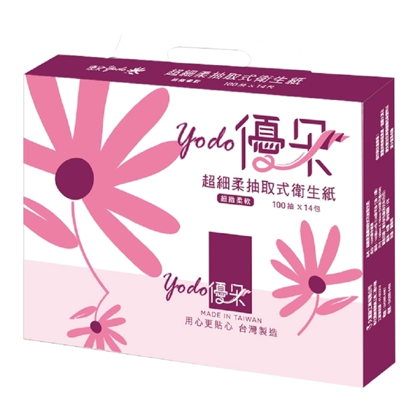 Yodo優朵超細柔抽取式花紋衛生紙100抽X112包/箱 product thumbnail 2