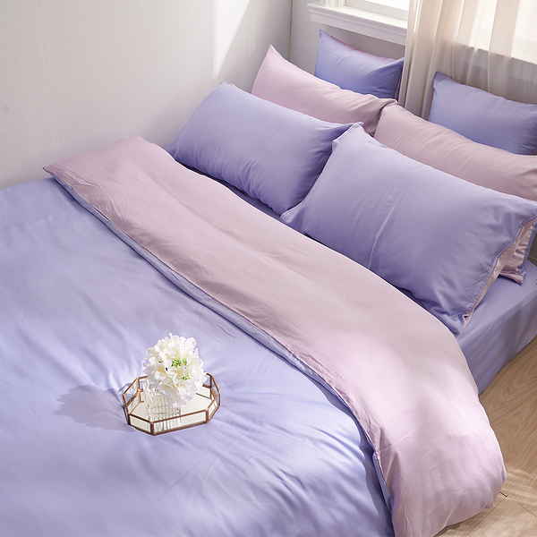 床包兩用被組 / 雙人【素色天絲-暮戀紫】含兩件枕套 60支天絲 戀家小舖台灣製AAU215