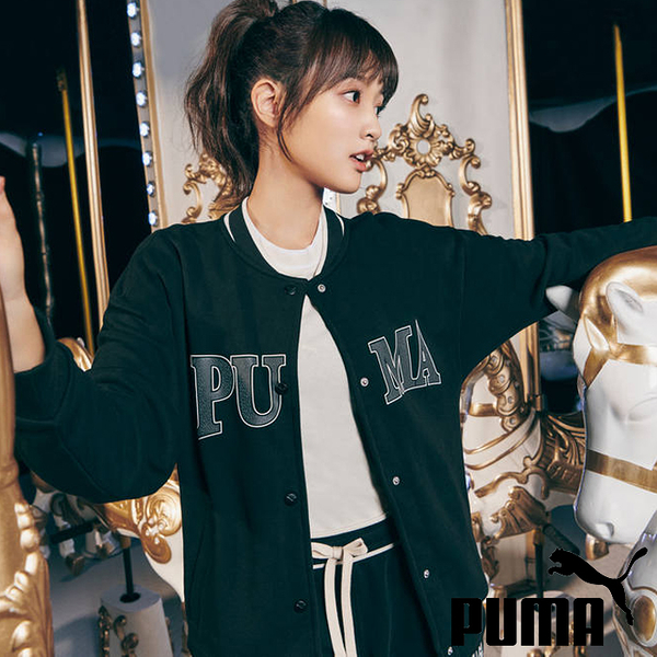 PUMA 外套 基本系列 SQUAD 黑 大LOGO 王淨 棒球外套 女 67790201