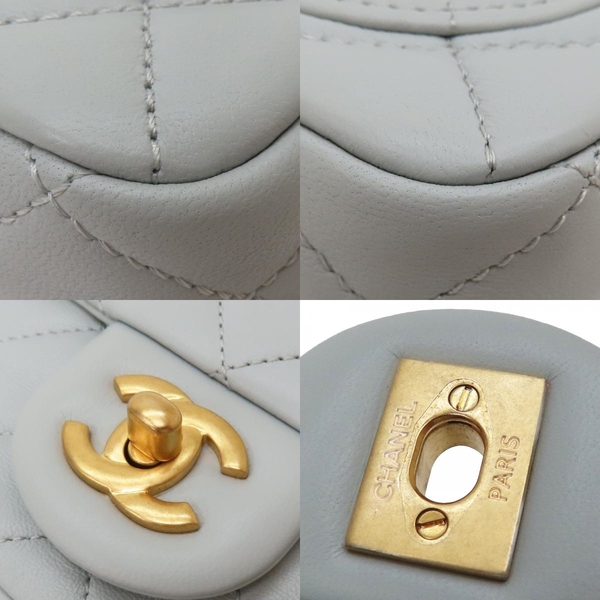 【二手名牌BRAND OFF】CHANEL 香奈兒 淡藍色 羊皮 Mini Pearl Crush 金球 肩背包 AS1786 product thumbnail 8