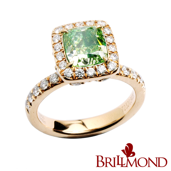 【BRILLMOND】 王者之冠GIA 2克拉綠色彩鑽戒(Fancy Grayish Greenish Yellow/VS2)