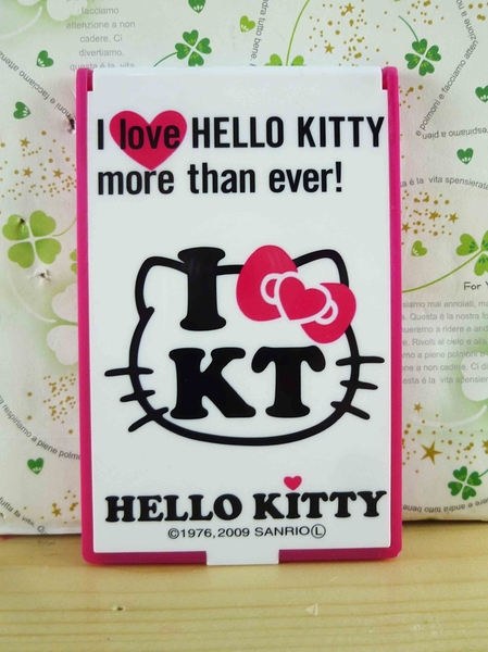 【震撼精品百貨】Hello Kitty 凱蒂貓-摺疊鏡-白粉英文