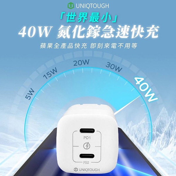 小魔方 40W氮化鎵GaN 雙孔PD極速充電器(雙PD旅充頭/雙孔Type-C)