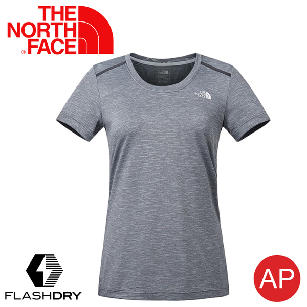 【The North Face 女 排汗短袖T恤《中灰》】3CHZ/FlashDry/吸濕排汗/運動衣/圓領/休閒衣