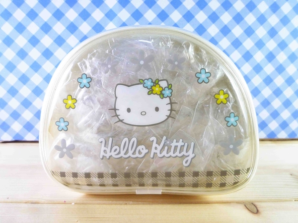 【震撼精品百貨】Hello Kitty 凱蒂貓~化妝包/筆袋-透明小花(白s)