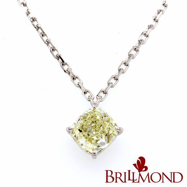 【BRILLMOND JEWELRY】黃彩鑽 GIA FANCY YELLOW 1克拉 PT950鉑金 經典鑽墜