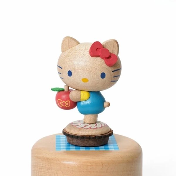 小禮堂 Hello Kitty 造型木質旋轉音樂鈴 (拿蘋果款) 4711717-350284 product thumbnail 2