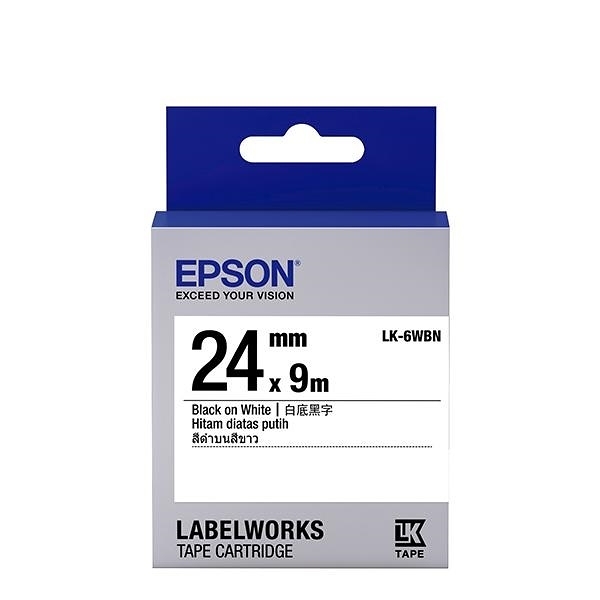 EPSON LK-6WBN 原廠標籤帶 (一般24mm )白黑 C53S656401