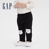 Gap嬰兒 可愛動物刺繡鬆緊休閒褲 485217-黑色