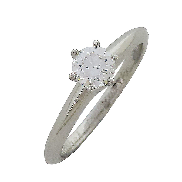 【二手名牌BRAND OFF】Tiffany & Co 蒂芬妮 Tiffany Setting 0.38CT 鑽石 PT950 鉑金戒指