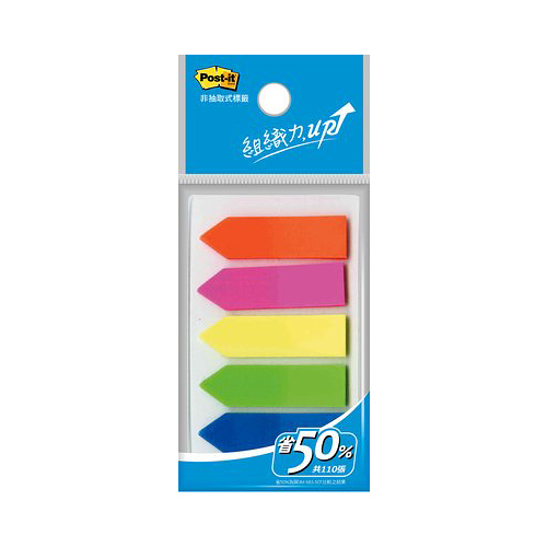 3M 思高牌 Post-it 利貼 584-5 可再貼非抽取式標籤 5色箭頭 11.7×44mm