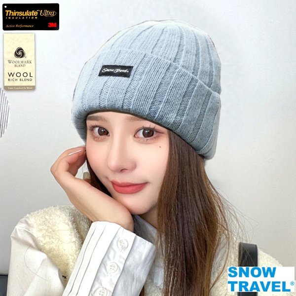 【SNOW TRAVEL】AR-18 (反摺素面) 3M男女高級美麗諾85%羊毛帽 product thumbnail 2