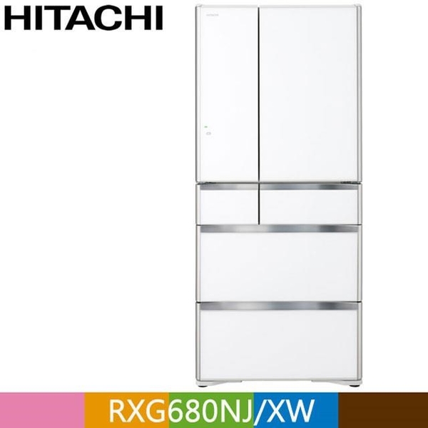【南紡購物中心】HITACHI 日立 676公升日本原裝變頻六門冰箱RXG680NJ 琉璃白(XW)