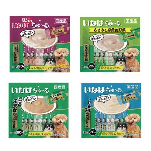 『寵喵樂旗艦店』INABA《汪啾嚕-14g*20入/袋》狗肉泥/ 雞肉/綠茶/起司/鮪魚/蔬菜 綜合口味 量販包 product thumbnail 2