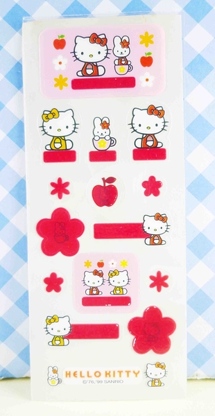 【震撼精品百貨】Hello Kitty 凱蒂貓~KITTY貼紙-變色貼紙-側坐蘋果