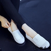 一腳蹬女 春季新款帆布鞋女小白鞋懶人一腳蹬百搭學生韓版平底淺口單鞋《快速出貨》