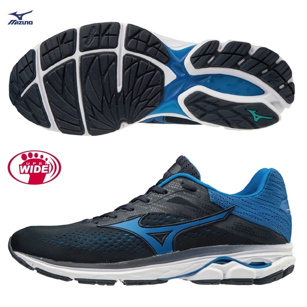 MIZUNO WAVE RIDER 23 男鞋 慢跑 路跑 超寬楦 4E 避震 耐磨 波浪片 藍【運動世界】J1GC190428