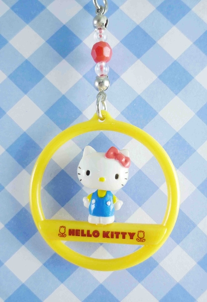 【震撼精品百貨】Hello Kitty 凱蒂貓~手機吊飾-搖頭復古黃