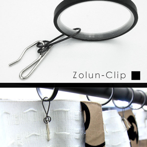 Zolun-Hook 窗簾環附鉤針-黑色(10入)　直徑38mm　窗簾零件配件/保護用塑膠圈防刮傷【MSBT 幔室布緹】