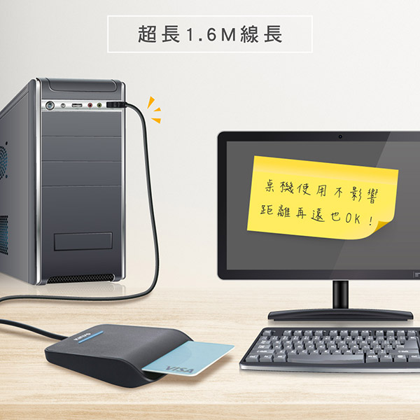 KINYO 晶片讀卡機 (線長1.6M加長版) 支援WIN10/MAC product thumbnail 6