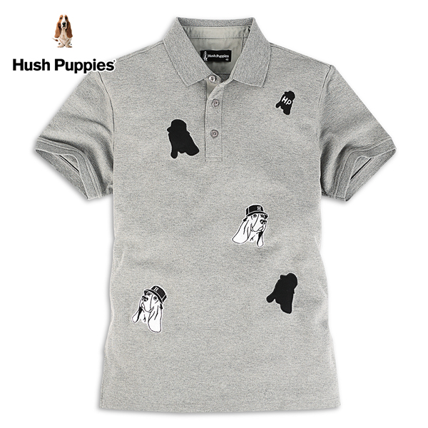 Hush Puppies POLO衫 男裝滿版漁夫帽狗刺繡短袖POLO衫