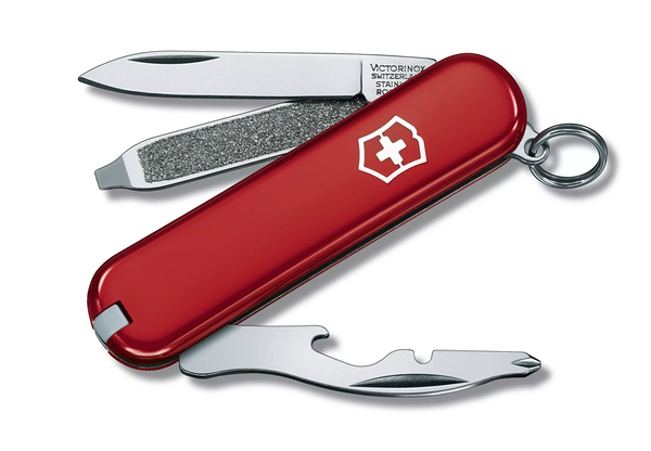 【Victorinox 瑞士維氏】瑞士刀 RALLY 58mm 9用刀-紅(0.6163)