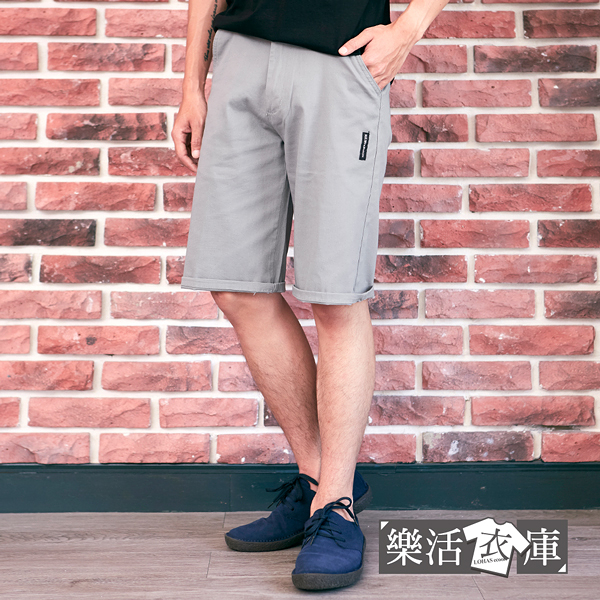 【7509-7510】日系布標伸縮休閒短褲 彈力 舒適(共二色)● 樂活衣庫